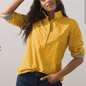 Chico's Mustard Diamond Print Top